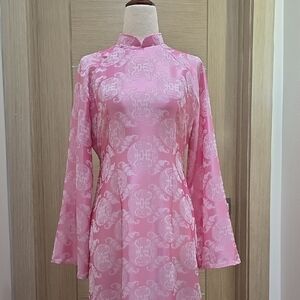 Charming Pink Long Sleeve Ao Dai
